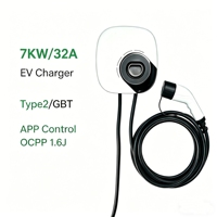Nouvelle station de recharge pour voitures électriques 7 kW à une seule prise, monophasée 200-220 V, chargeur EV avec interfaces GB/T/Type 1/2, indice de protection IP65, étanche