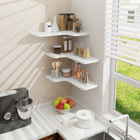 Ensemble d'étagères flottantes en bois en forme de L, 3 pièces, étagères murales et présentoirs pour rangement d'angle pour salle de bain cuisine chambre cuisine