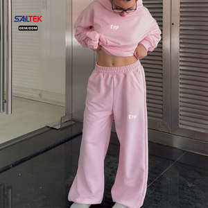 Conjunto de Sudadera Holgada de Forro Polar y Pantalones Anchos Personalizados para Fabricantes de Ropa - Chándal <span class=keywords><strong>Oversize</strong></span> Casual Urbano para <span class=keywords><strong>Mujer</strong></span> - Product Image 2