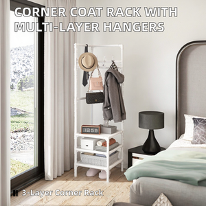 Three-Layer Standing Type Metal <b>Corner</b> <b>Coat</b> <b>Rack</b> Multi-Layer Assembly Hangers Living Room Hanging Clothes Floor Storage <b>Rack</b> - Product Image 2