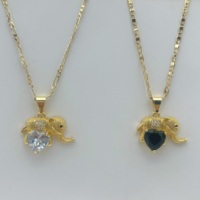 Collier moderne pour enfants JML14k en or laminé, vente chaude, pendentif en forme de cœur d'éléphant en diamant, zircon plaqué or pour enfants, style mignon