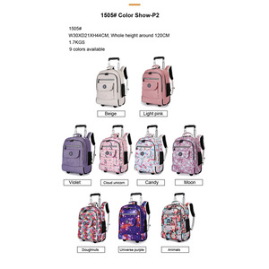 Sac à dos à roulettes personnalisé en polyester grande capacité pour <span class=keywords><strong>enfants</strong></span>, cartable étanche pour garçons et filles - Product Image 5