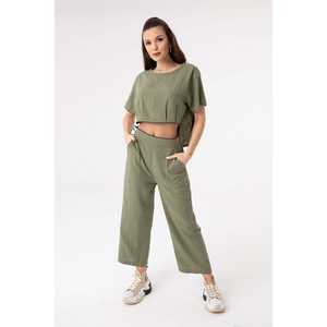 Mono Utilitario de Cintura Alta para Mujer con Cremallera Desmontable, Transpirable, Ligeramente Elástico, Negro, para Uso Diario - Product Image 2