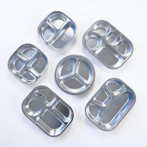 Assiettes carrées pour le dîner et le repas des enfants divisées en acier inoxydable, vente en gros avec compartiments séparateurs, plateau pour bébé et école - Product Image 1