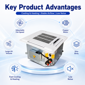 CE 220V-50HZ Rooftop Air Conditioner Unit Water Cooling <b>Heating</b> 8 <b>Tube</b> Type Fan Coil AC Ceiling Mount 340-2380m3/h 1.98-12.6KW F - Product Image 2