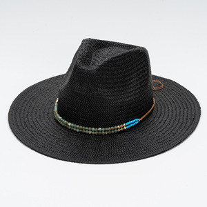 Sombrero de Paja de Ala Plana de Color Liso Tejido a Mano, Estilo Europeo-Americano, para Verano y Otoño, para Ocio, Playa, Protección Solar, Estilo Jazz - Product Image 6