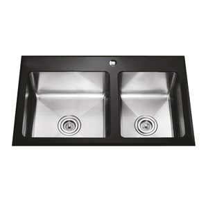 Évier double moderne SUS 304 en acier inoxydable rectangulaire à cuvette simple encastré en acier inoxydable noir Robinet Pia Evier de Cuisine - Product Image 1