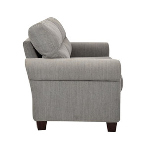 Sofá nórdico de lujo moderno Loveseat, tela de lino seccional Modular, tapizado, patas de madera torneadas, sala de estar - Product Image 3