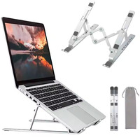 Support portable pliable en alliage d'aluminium pour ordinateur portable avec réglage de l'angle à 7 positions et conception de dissipation thermique pour ordinateurs portables et tablettes