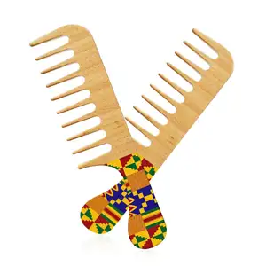 New Design Bamboo Wooden Fine Polished Wide Tooth Wet Hair Detangle Comb