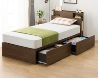 Meuble de chambre à coucher avec tiroir de rangement, grand lit simple en bois, design moderne