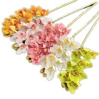 10-Head Kunstmatige Cymbidium Orchidee Bloem Tak Real Touch 3d Afdrukken Faux Bloemen Voor Kerst Terug School Chinees Nieuwjaar