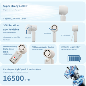 Mini ventilateur pliable 1200mAh 6W - Ventilateur de table pliable à refroidissement par air, ventilateur personnel portable rechargeable - Product Image 4