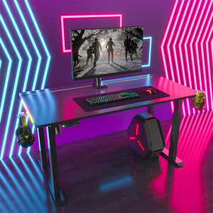 Hot Bán Chơi Máy Trạm Ergonomic Chiều Cao Có Thể Điều Chỉnh Một Động Cơ 2 Giai Đoạn Chơi Game Màu Đen Bàn Với RGB Ánh Sáng Cho Phòng Khách - Product Image 1
