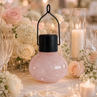 Verre soufflé à la main rose écologique pour carillon éolien avec poignée en métal noir pour fenêtre, patio, jardin, décoration d'art populaire