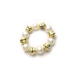 Fashion <b>Beaded</b> <b>Bracelet</b> 316L Stainless Steel PVD <b>Gold</b> Plating Sustainable Resistant Pearl Design - Product Image 1