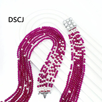 Collier en perles de verre magenta multi-couches de luxe européen américain pour femmes de l'usine DSCJ, collier en perles artificielles S925 tendance