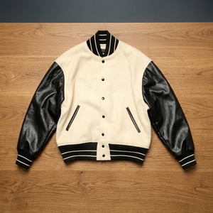 Blouson universitaire en cuir personnalisé pour homme, manteau de baseball en laine, col montant, coupe-vent, vêtement d'extérieur décontracté pour l'automne - Product Image 4