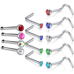 Cristal Acier Inoxydable Nez <span class=keywords><strong>Aiguille</strong></span> spirale cz Nez Anneau Nez Nail Piercing Bijoux - Product Image 3
