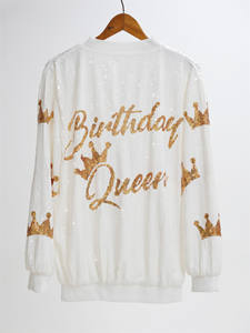 Pronto per la spedizione corona personalizzata giacca da regina di compleanno con paillettes Bling Jersey giacche cappotto di paillettes <span class=keywords><strong>donna</strong></span> abbigliamento all'ingrosso - Product Image 5
