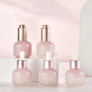 Bouteille en verre rose dégradé elliptique de 30ml avec emballage cosmétique de soin de la peau compte-gouttes rose bouteille vide pour huile essentielle - Product Image 3