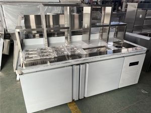 Comptoir de bar à bulles en acier inoxydable avec équipement de réfrigération pour la préparation de thé au lait, shaker pour magasin de thé à bulles - Product Image 2