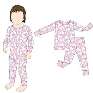 Conjunto de Pijama Infantil de Conejo de Dibujos Animados Vibrante, Sin Aranceles, Fabricación Personalizada OEM de Qingli, Conjunto de Dos Piezas de Manga Larga y Pantalones Suaves para Niñas - Product Image 6