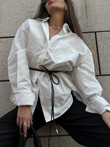 Pretty Steps 2025 Casual Commuting Color sólido <span class=keywords><strong>Camisa</strong></span> <span class=keywords><strong>blanca</strong></span> Tops para mujer - Product Image 2
