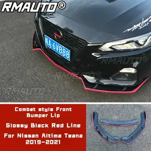 <b>For</b> Nissan Altima Teana 2019-2021 Body Kit Front Bumper Lip Glossy Black Red Line Combat Style Bumper <b>Diffuser</b> <b>Car</b> Accessories - Product Image 1