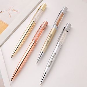 Clear Tube Inlaid Crystal Diamond Twist Metal <b>Ballpoint</b> <b>Pen</b>, Bling Glitter Floating Rhinestone Rotating Signature <b>Pen</b> - Product Image 1