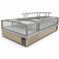 Congélateur commercial combiné pour supermarché, vitrine réfrigérée pour aliments surgelés, congélateur coffre avec couvercle en verre pour viande et crème glacée