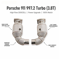 Collecteur d'échappement haute performance 200 cellules pour Porsche 911 997.2 Turbo 3.8T en acier inoxydable 304 avec isolation, pour une amélioration de puissance, 100% compatible