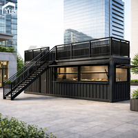 Kiosque préfabriqué au design personnalisé, restaurant BBQ modulaire populaire à 2 étages sur le toit d'un conteneur maritime avec terrasse