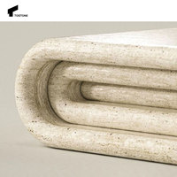 Mesa de Centro Minimalista de Travertino Natural Color Beige para Sala de Estar, Dormitorio, Villa, Apartamento, Decoración de Hotel