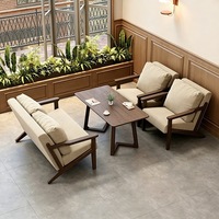 Ensembles de tables et chaises en bois massif pour cafés et salons de thé, avec banquettes de loisirs commerciales pour cafés et bars