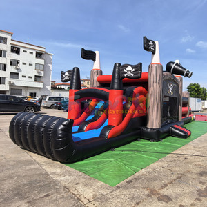 Circuito de obstáculos inflable de grado comercial, gran tamaño, con diseño de barco pirata y combo de castillo inflable. - Product Image 5
