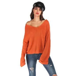 Indian Fashion Lady Oversize Drop Shoulder Wool Sweater Blouse Women Solid Color Knitwear Pullover For Winter Wear