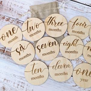 6 pièces de 12 disques créatifs en bois, faites à la main, souvenirs de Photo de nouveau-né, souvenir de fête de naissance - Product Image 2
