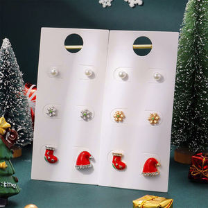 Festivo lindo aleación chapada en oro Navidad Stud pendientes copo <span class=keywords><strong>de</strong></span> nieve media Santa sombrero <span class=keywords><strong>perla</strong></span> diario Casual pendientes para mujeres jóvenes - Product Image 5