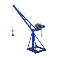 Mini-grue électrique robuste à 360 degrés pour équipement de construction, capacité 500 kg, hauteur de levage 2,2 m, utilisation extérieure, garantie 1 an