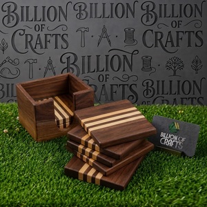 Ensemble de sous-verres carrés en bois, cerisier, érable, noyer noir, pour la décoration de table à café ou à thé - Product Image 3