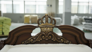 Muebles de Madera Maciza de Estilo Real de Lujo, Muebles de Madera Tallados Antiguos de Doble Capa con Diseño de Corona para Villa - Product Image 5