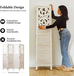 Séparateur de pièce en <span class=keywords><strong>bois</strong></span> sculpté diviseur mural intérieur pliant Portable écran de séparation pour bureau à domicile jardin <span class=keywords><strong>terrasse</strong></span> - Product Image 2