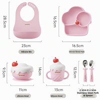 Auf Lager Babygeschenk-Produkte Kinder-Trinkbecher Edelstahl-Gabel und -Löffel Weiche Silikon-Schüssel Teller Baby-Fütter-Set