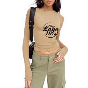 Camisa de manga larga de moda para mujer de algodón 2025, Tops cortos básicos ajustados, ropa bonita de otoño e invierno para niñas - Product Image 4
