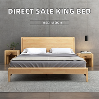 Meubles en bois massif personnalisés directement de l'usine Assemblage facile Style japonais Cadre de lit en bois King Size Mobilier de chambre à coucher au design moderne de couleur claire