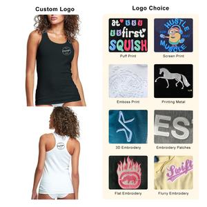 Vente en gros de débardeurs de sport sans manches en coton et élasthanne en silicone personnalisé, col rond, coupe ajustée, pour femmes - Product Image 3