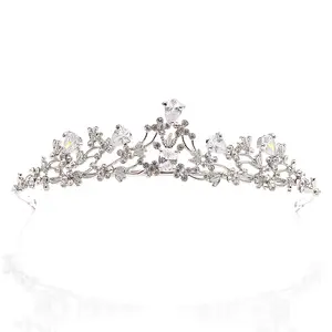 Korean Wedding Birthday Alloy Rhinestone Zircon Bride Small Crown Exquisite Zircon Crown Accessories Tiaras 14cm*3.5cm 1 Piece