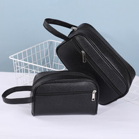 Trousse de Toilette Homme en Cuir PU, Style Classique Minimaliste, avec Fermeture Éclair, pour Voyage d'Affaires et Organisation de Maquillage – Vente en Gros