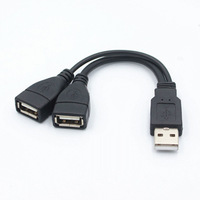 Kabel USB Y Splitter, Kabel Adaptor USB A Male ke Dual USB A Female, Kabel Splitter USB 1 ke 2 untuk Pengisian Daya dan Transmisi Data di Mobil